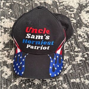 Patriotic Black Cap with Red and Blue Flames